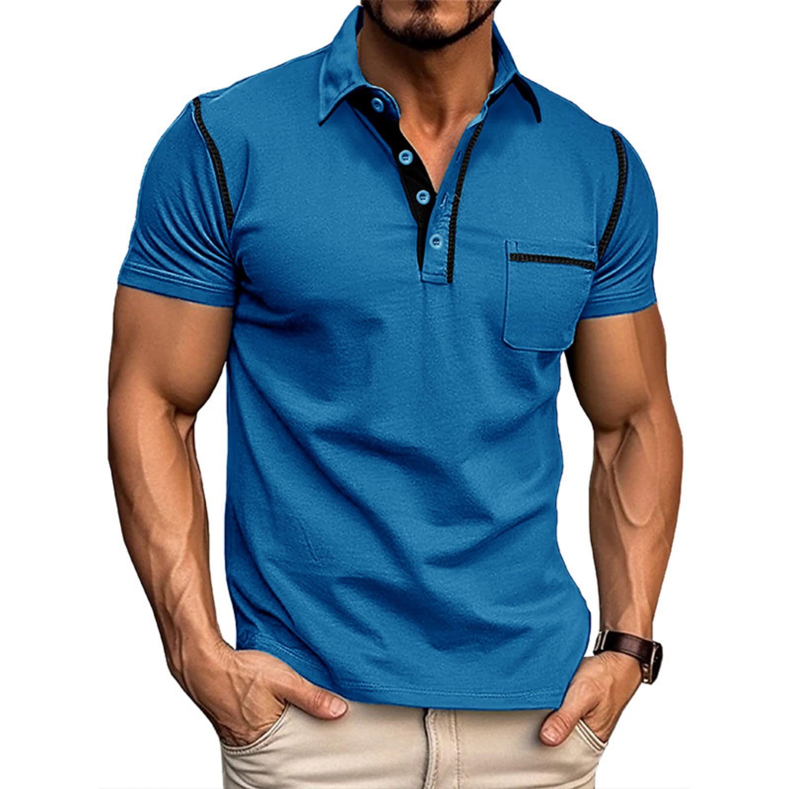  Qekoma Men's Classic Short Sleeve Polo Shirt Light Weight Button Down Cotton T-Shirt for Casual Wear and Golf
| Qekoma 