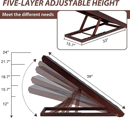Miniatura 2 de Candockway 5 rampas portátiles ajustables para perros, para cochecamas altassofá, rampa antideslizante para mascotas, rampa plegable para gatos con