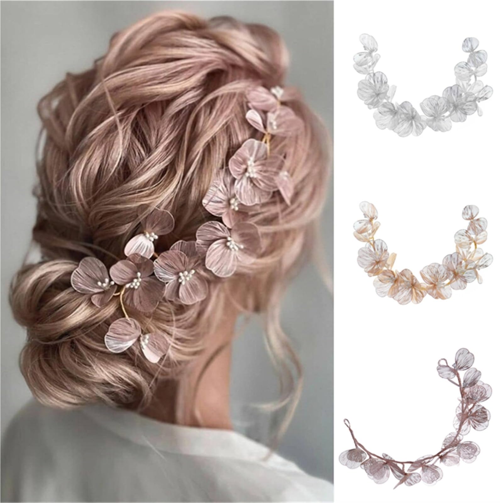 Fascia for Capelli da Sposa con Foglie e Perle for Capelli da Sposa for Le Donne Accessori for Capelli da Sposa for Feste da Sposa per Matrimonio, Festa(Rose Gold)