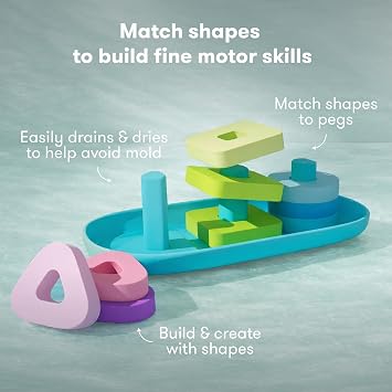 Frida Baby Sort + Solve Bath Puzzle Toy for Toddlers, Ages 18+ Months | Matching & Sorting Bath Toy, Develops Fine Motor Skills, Learn Shapes, Colors & Counting