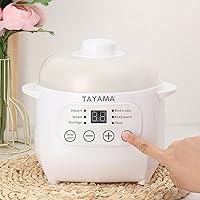 Vista 4 de TAYAMA Mini cocina de cerámica blanca de 1 cuarto de galón con preajustes y temporizador integrado, pequeña
