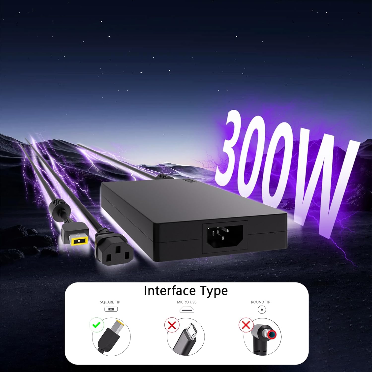 300W 245W Legion 5 Charger Compatible with Lenovo Legion Pro 5i Gen 10 Pro 5 16IAX10H 16IRX9 Legion 5 15AHP10 7i 7 16IAX10 15IRX10 LOQ 15 17 Legion 9i RTX 5070ti 5070 4060 4070 4080 4090 Gaming