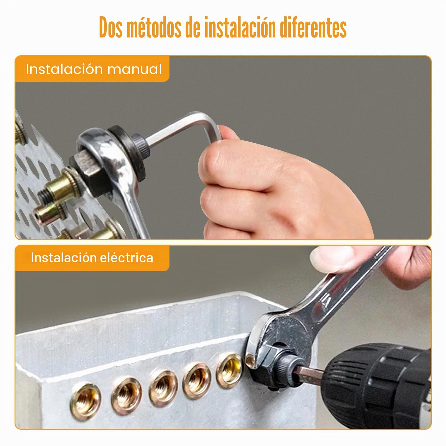 Remachadora de Tuercas Remachables Remaches Roscados Tuerca Remachable Remache Tuerca 11Stk M8 Juego de Cabezales Para Remachar a Mano Remachadora Manual de Cabezales kit Contiene 10 Tuercas