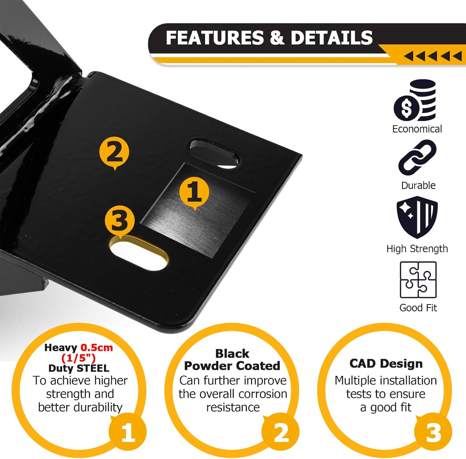 WeiSen Hidden Winch Mount Plate Winch Black Mounting Bracket Compatible with Chevy Tahoe 1995-1999, Fit K1500 Suburban 1992-1999, Fit K1500 1988-1999, Fit GMC K1500 Suburban