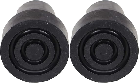 PCP Replacement 34 Inch Cane Tips, 2 Pack Reinforced Rubber Walking Stick Feet, Black
