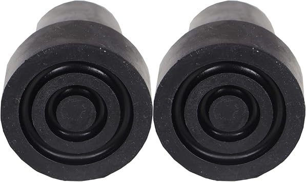 PCP Replacement 34 Inch Cane Tips, 2 Pack Reinforced Rubber Walking Stick Feet, Black