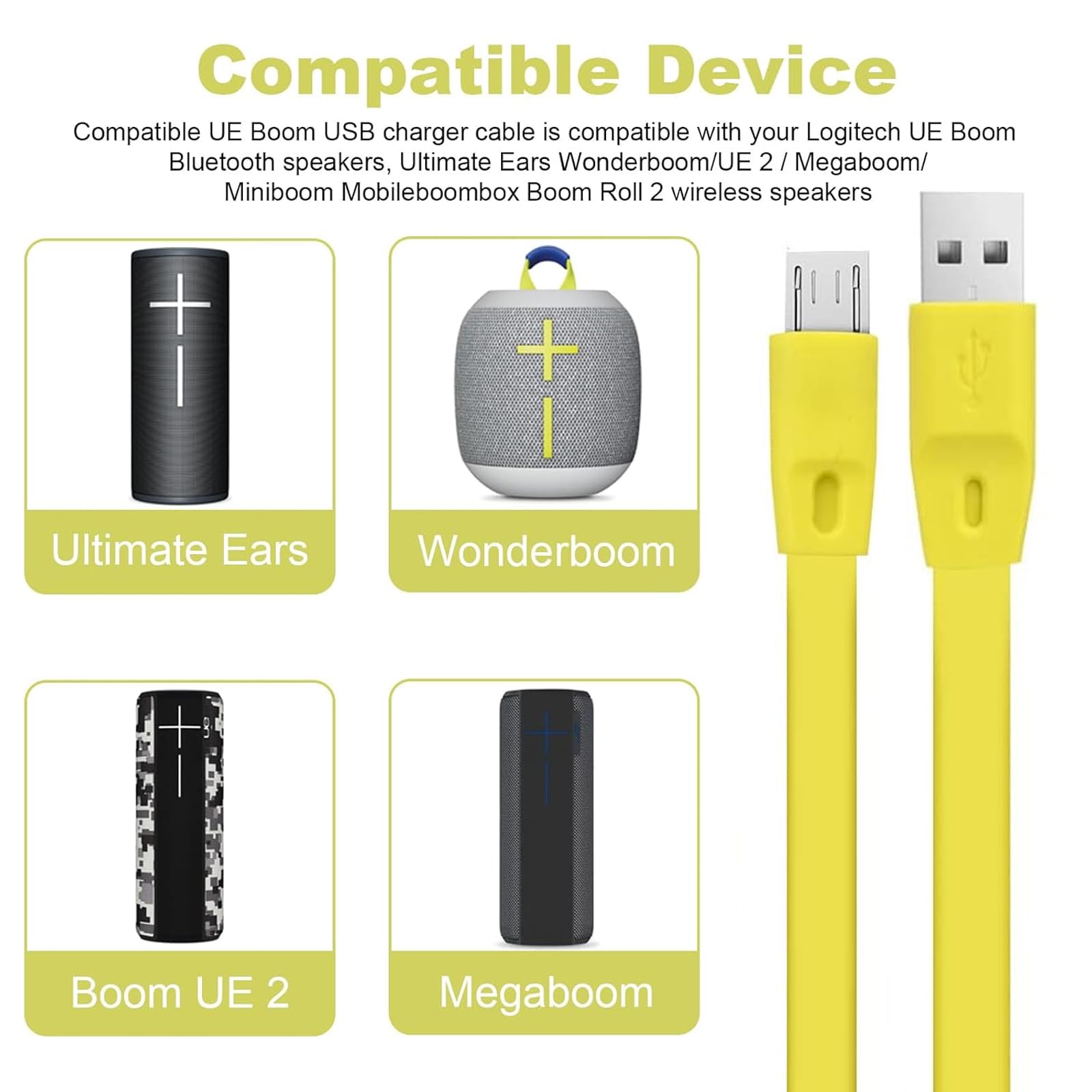 Usb Speaker Replacement USB Charging Cable For UE Boom/Megaboom