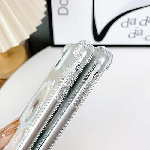 Miniatura 5 de ZTOFERA Funda magnética para iPhone 11, carga inalámbrica y patrón floral diseñada con parte trasera de policarbonato duro transparente + funda