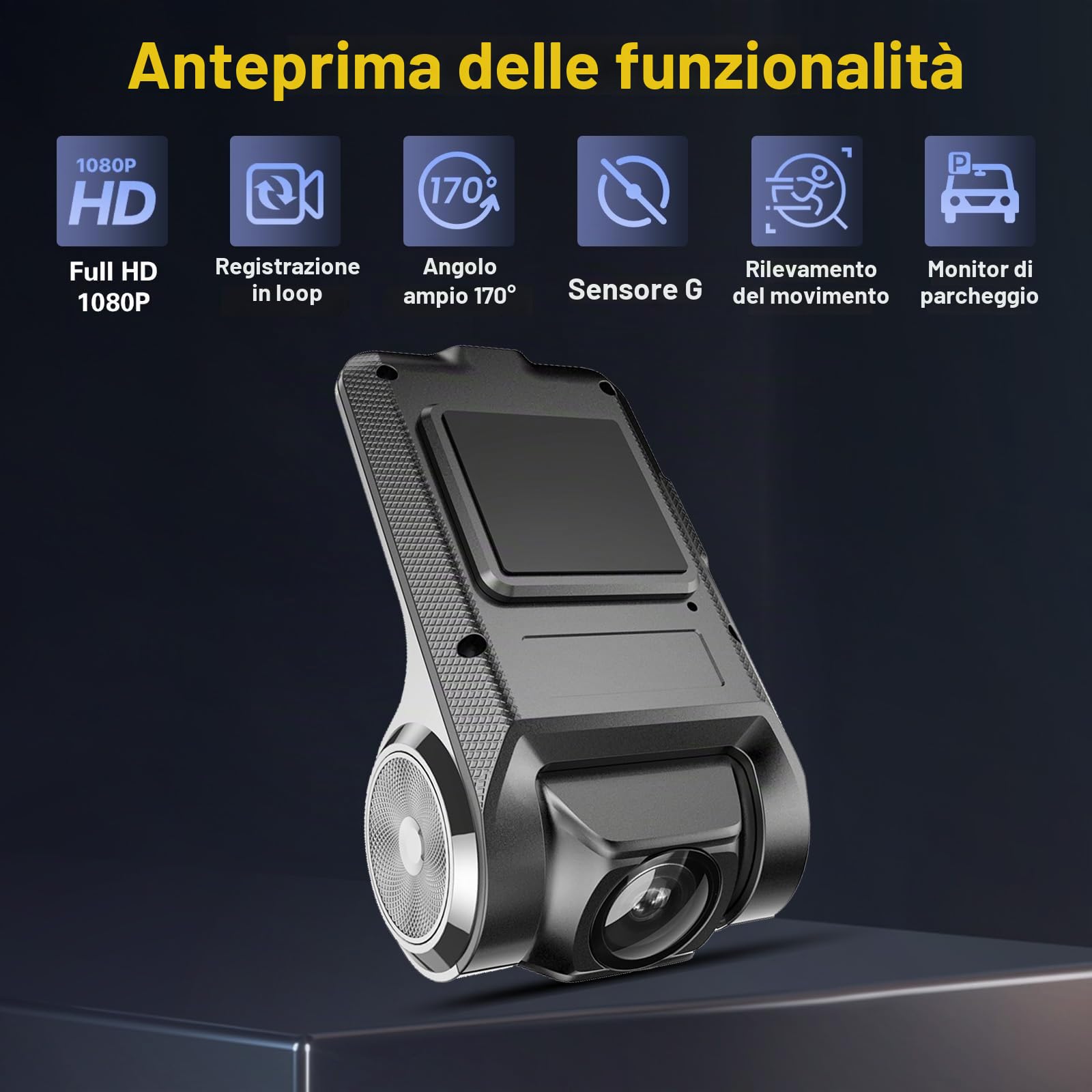 Hikity Dash Cam per Android Autoradio USB DVR 1080P Impermeabile Mini Telecamera per Auto Visione Notturna Dash Camera Registrazione Auto Videocamera 170° Grandangolo con Scheda SD 32G