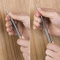 Vista 2 de Punzón central de resorte sin martillo, fijador de uñas de doble cabezal, con resorte de acero de alto carbono, herramienta para quitar pasadores