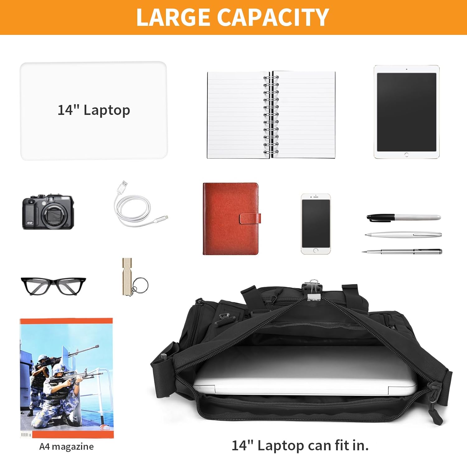 HUNTVP Messenger Bag Tactical Messenger Bag Men Canvas Shoulder Crossbody Military Laptop Bag for Work Outdoor Camping Hiking - Image 6