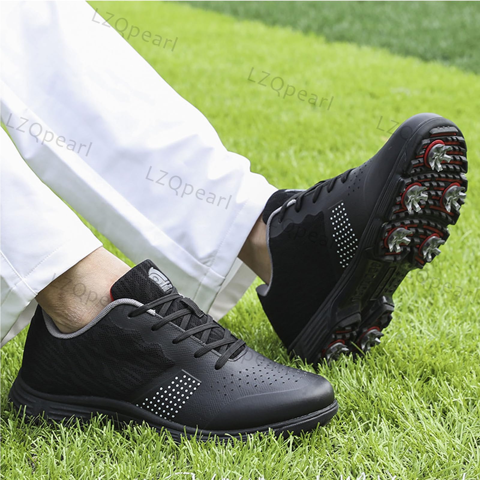 LZQpearl Chaussures De Golf Unisex, Bottes Toutes Saisons pour Hommes, Baskets Lacets Antidérapantes Classiques, Professionnelles