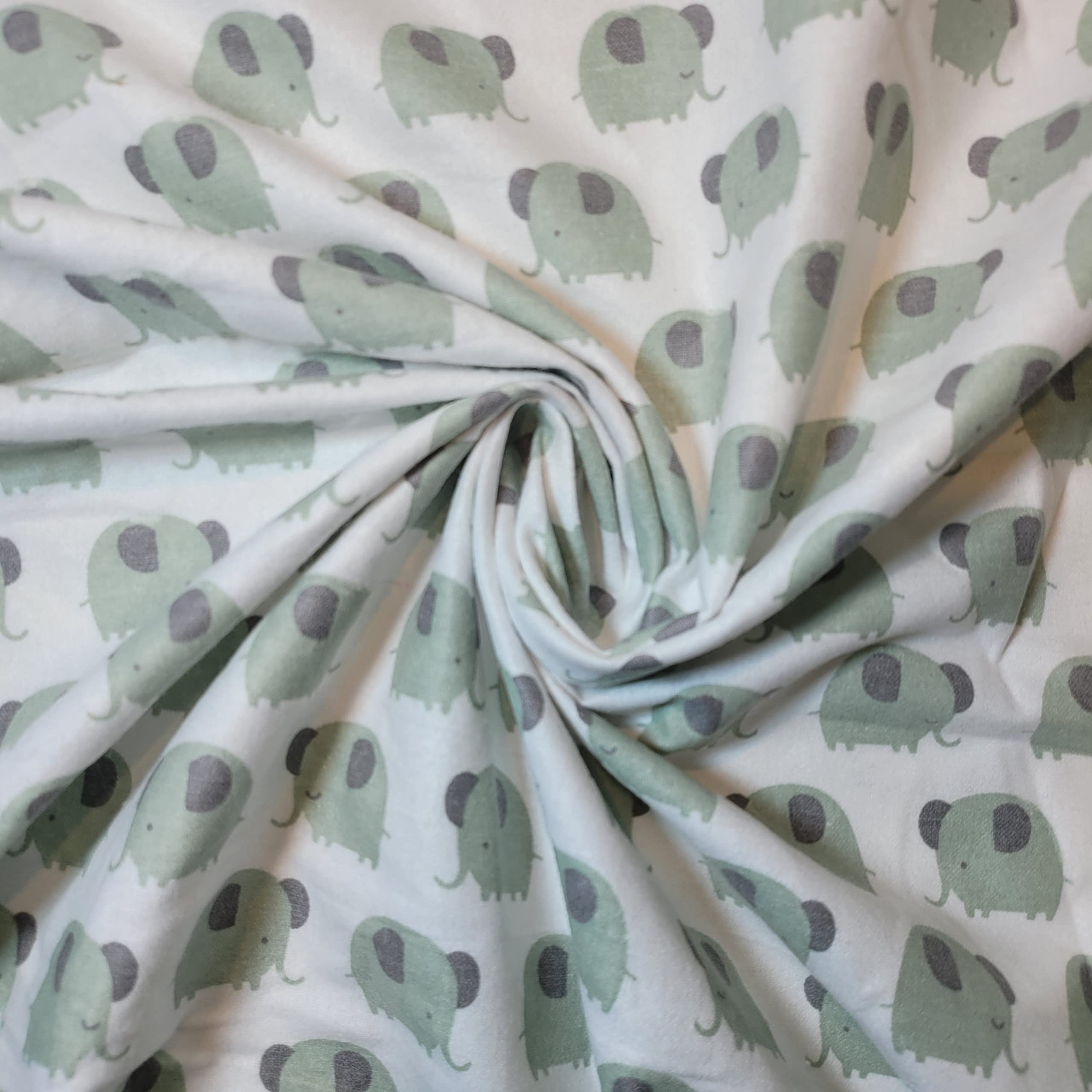 TS 100% Brushed Cotton Soft Tartan Fabric - 150cm (59") Wide Sold by The Meter (Grey Elephants) — image 1