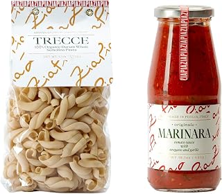 Zia Pia Marinara Tomato Sauce - 15.1 Ounce + Zia Pia Organic Pasta - Trecce (500g) Bundle