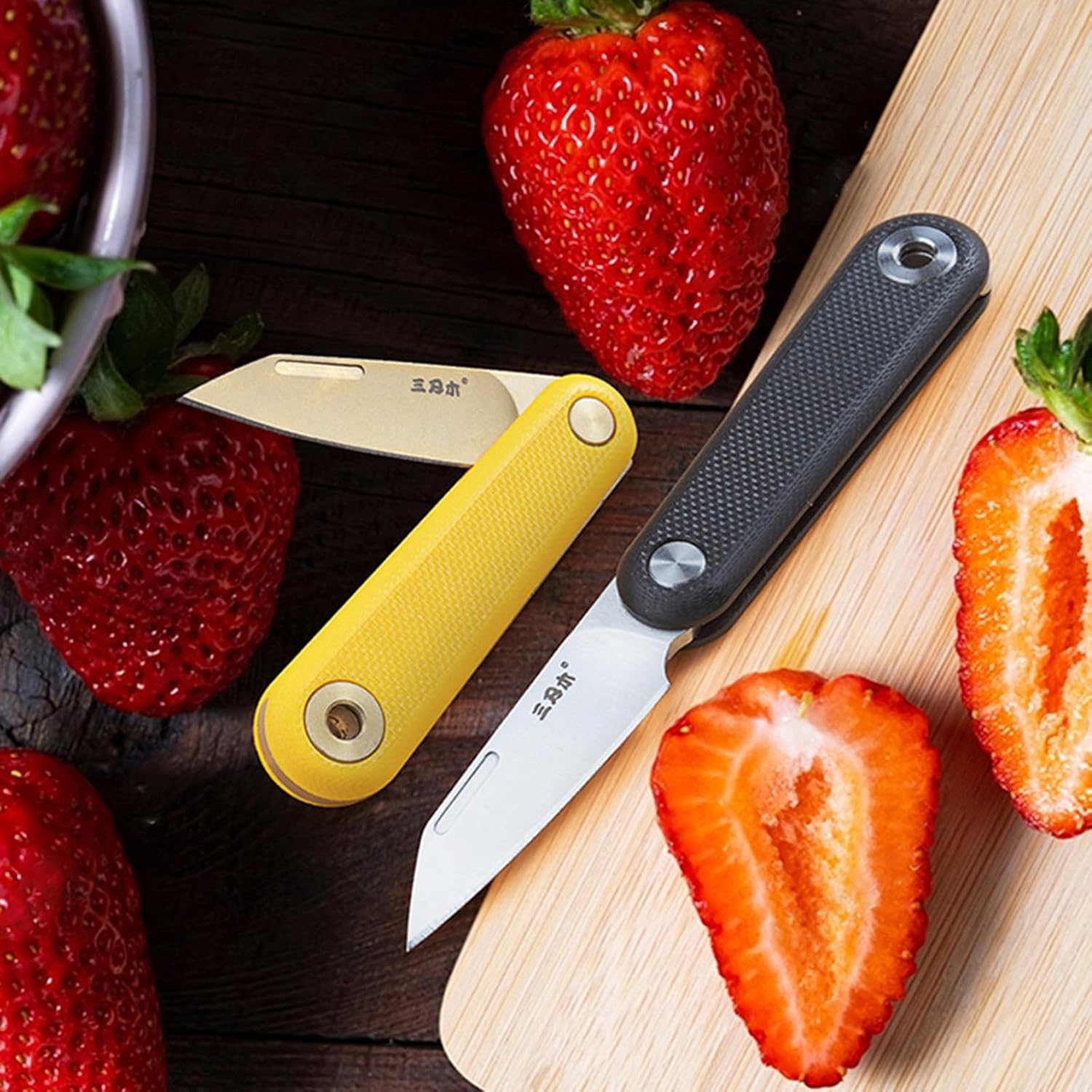 Sanrenmu Pocket Knife 1.5" Folding Knife with 12C27 Steel Blade Small Utility 325S (Black)