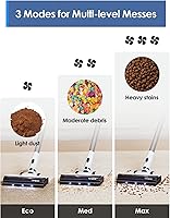 Vista 2 de Tineco A20 Cordless Stick Vacuum Cleaner, Powerful Suction, 3 Modes for Multi-Level Messes, 1L Larger Dustbin, Ergonomic Dual-Handle Design