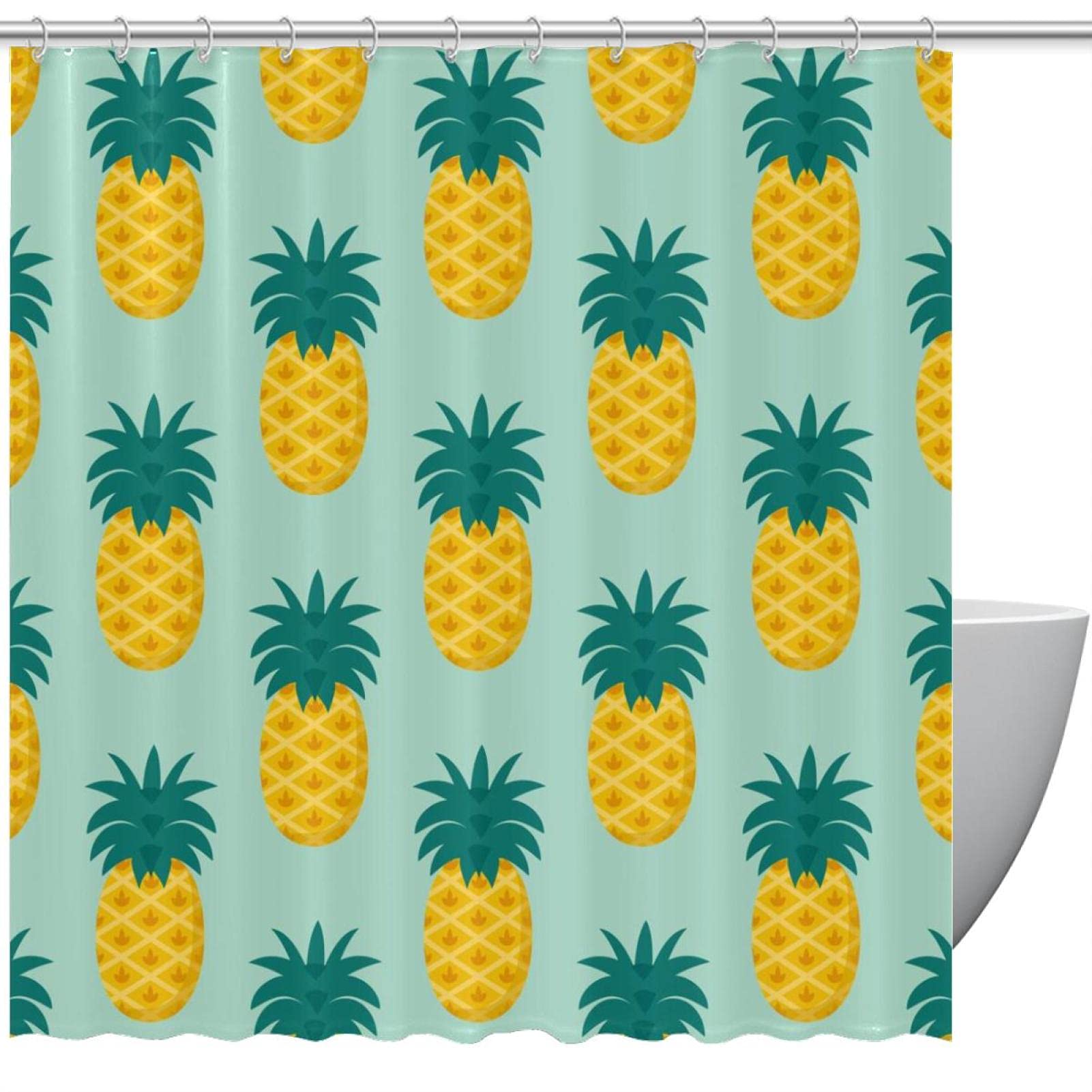 Rideau de douche Ananas étanche 66x72 cm anti-éclaboussures pour salle d'eau