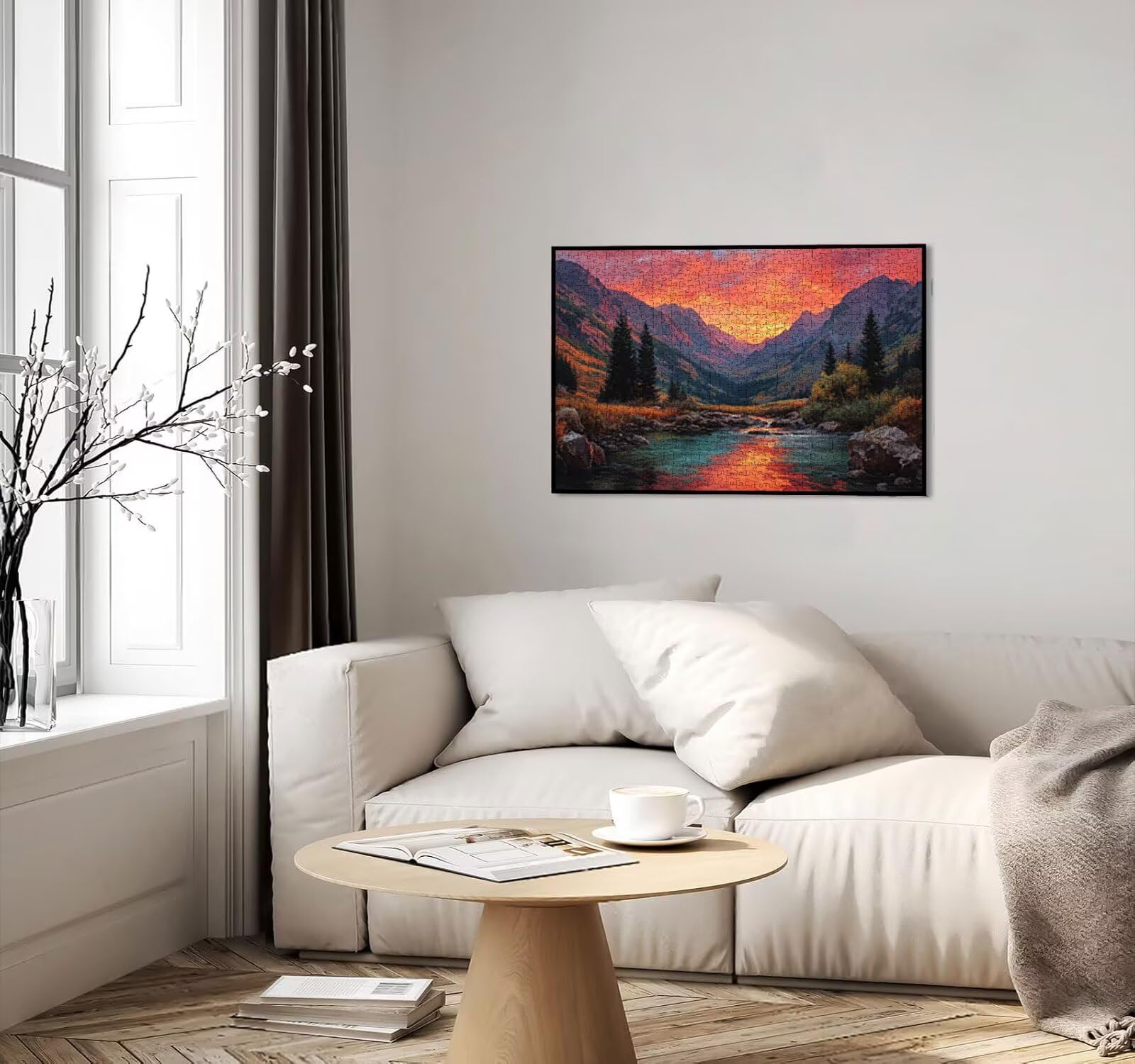 Puzzle 1000 elementów dla dorosłych, puzzle artystyczne widok zachodu słońca, rodzinne kreatywne hobby dla dorosłych, najwyższej jakości drewniana układanka, do gry edukacyjnej wyzwania zabawki R4KH