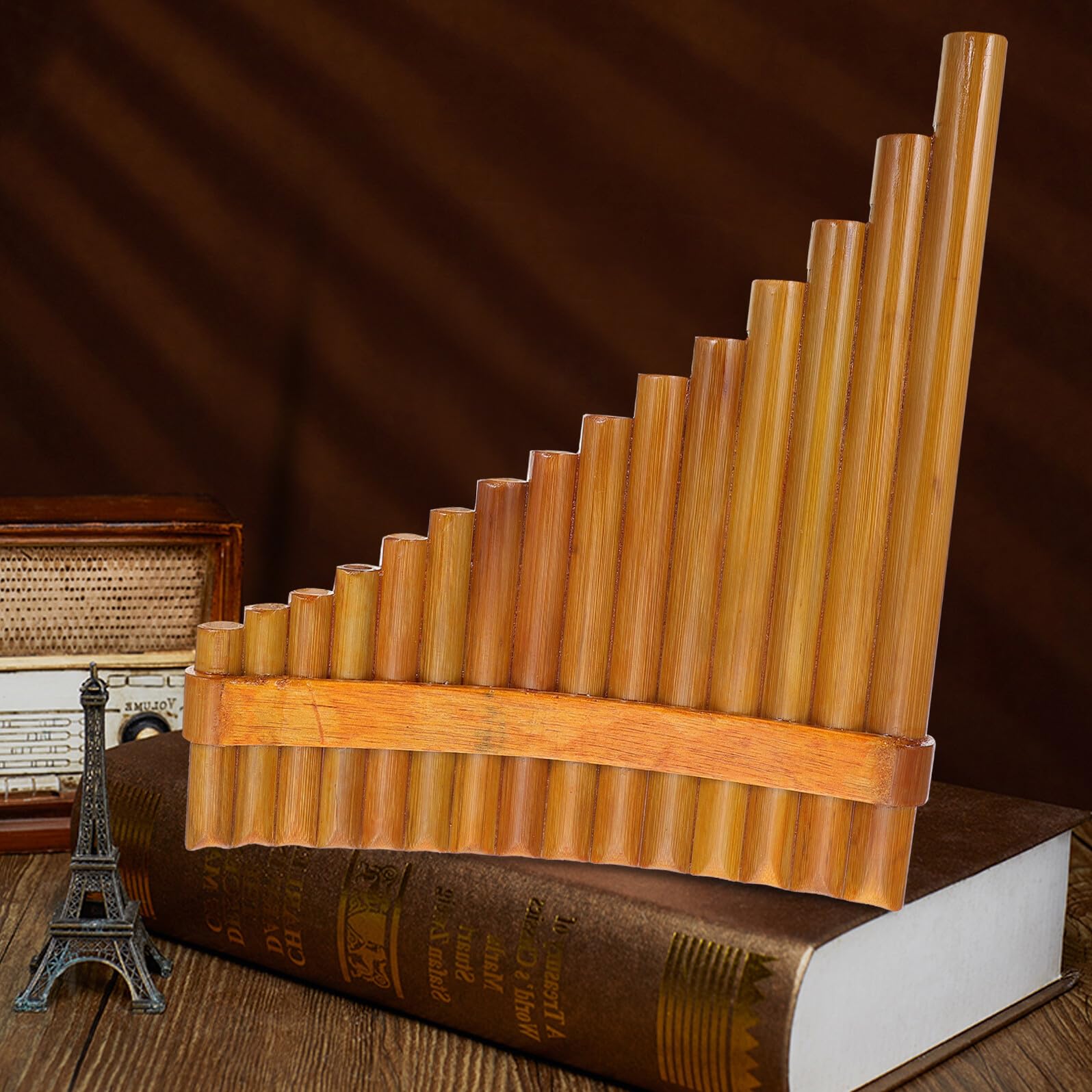 Rohr Holzbambus Panflöte Traditionelles Musikinstrument für Anfänger Professionelle Tonlöcher Leicht Tragbar Linkshänder Modell für Musikalische Früherziehung und Schule