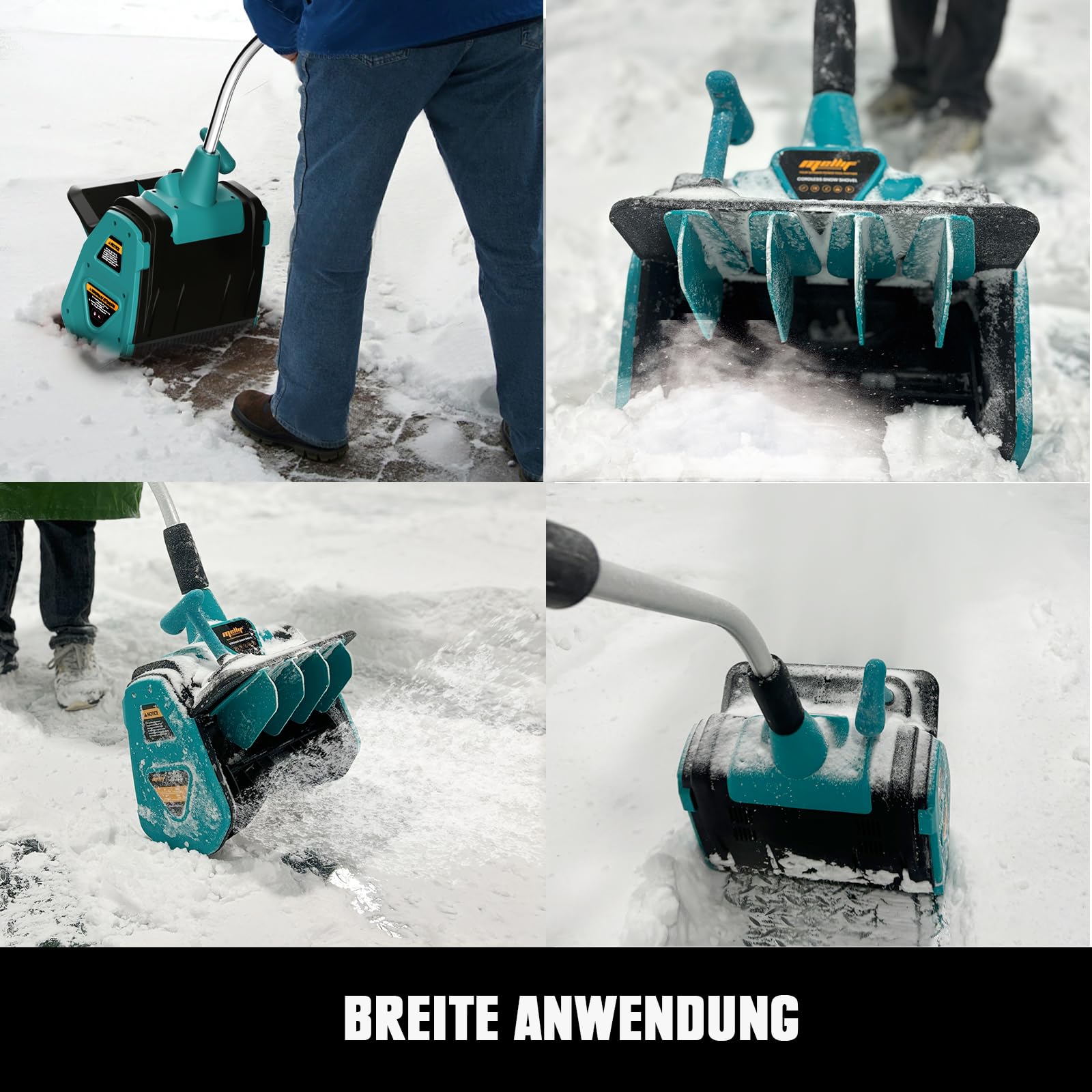 Mellif Akku Schneefräse für Makita Akku 18V x2, elektrische Schneefräse, 900W kabellos Schneebürste bis 20cm Räumhöhe, 8m Wurfweite, 33.5cm Arbeitsbreite, 30° Einstellbar (Akku Nicht Enthalten)