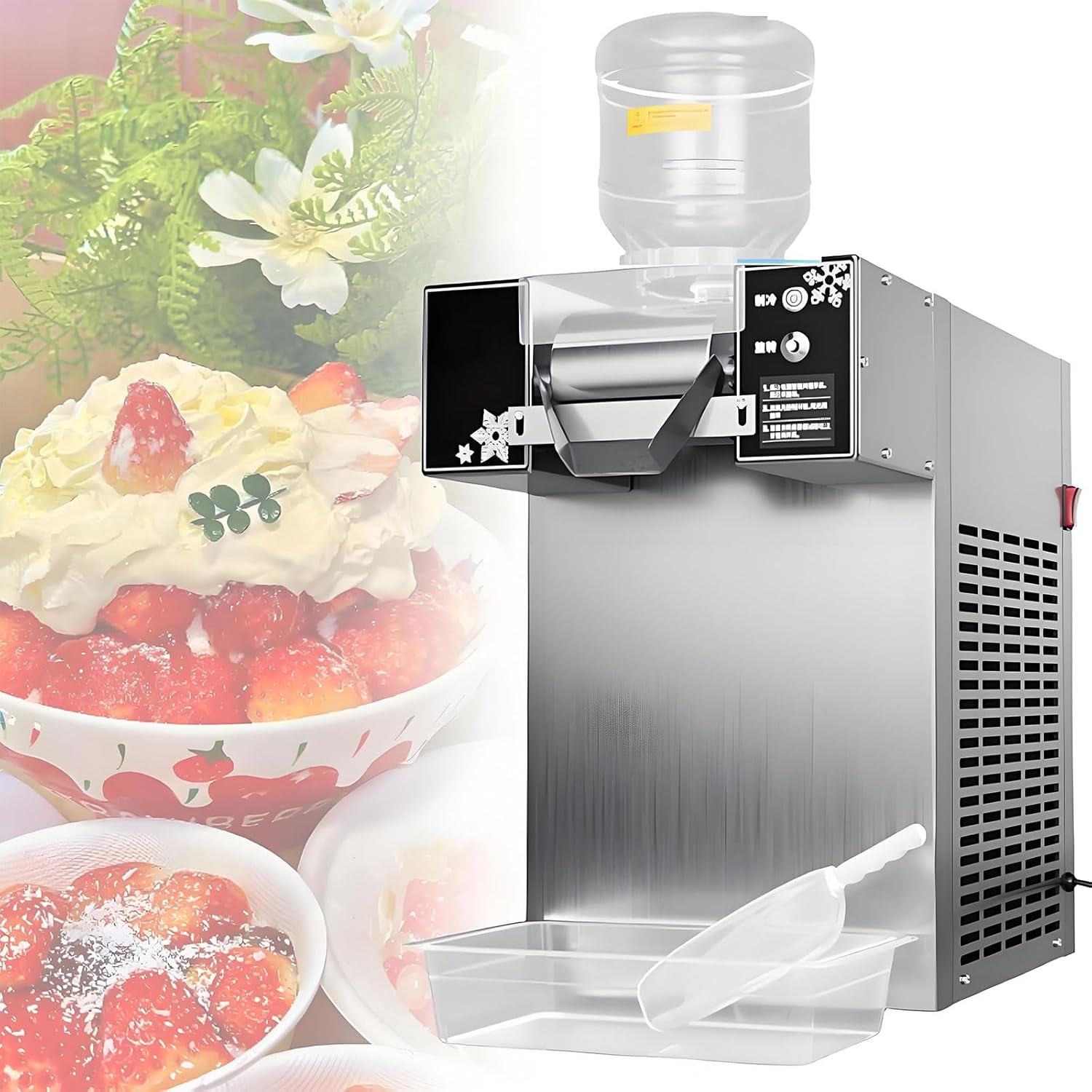 Snowflake Ice Maker Machine, Automatic Electric Ice Shaved Machine, Food-Grade Stainless Steel Material Slushie Machine For Home, Parties, Food Truck, Restaurant, Milktea Shops,etc(180KG)