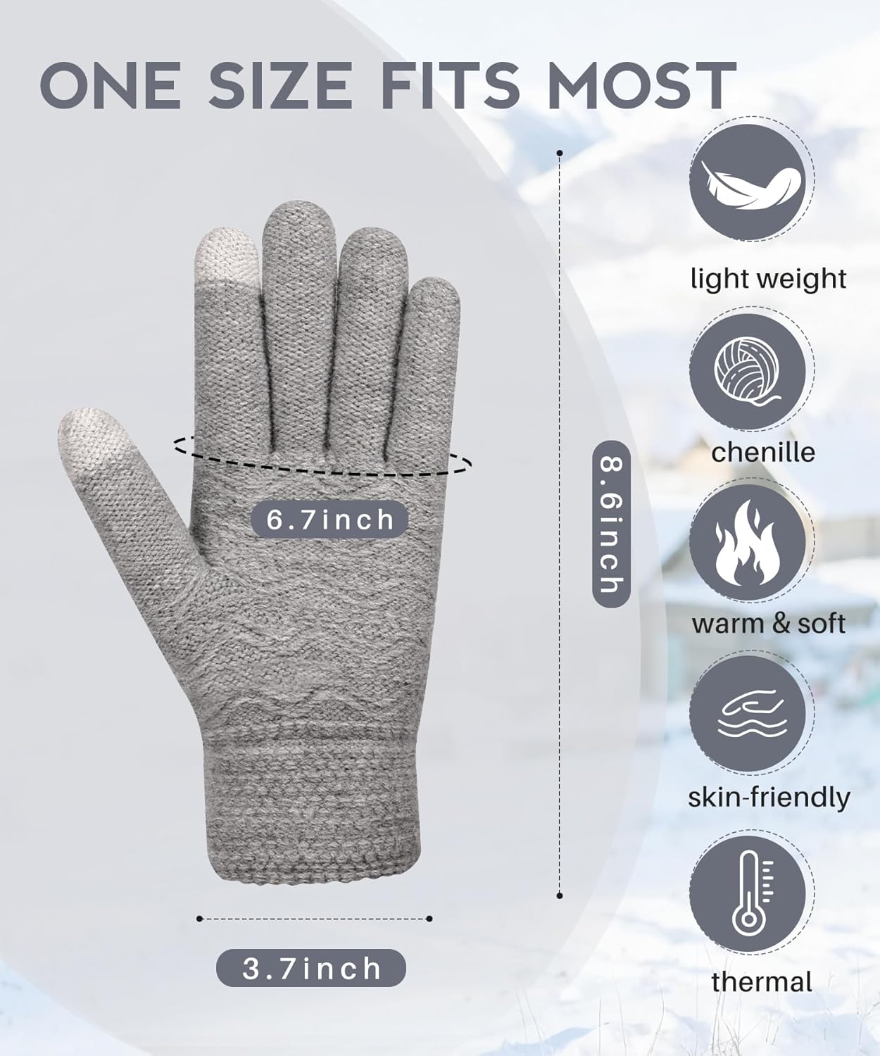 Winter Gloves for Women, 2 Pairs Warm Wool Touchscreen Gloves for Women Cold Weather Knit Mittens Fleece Lined Glove - Image 7