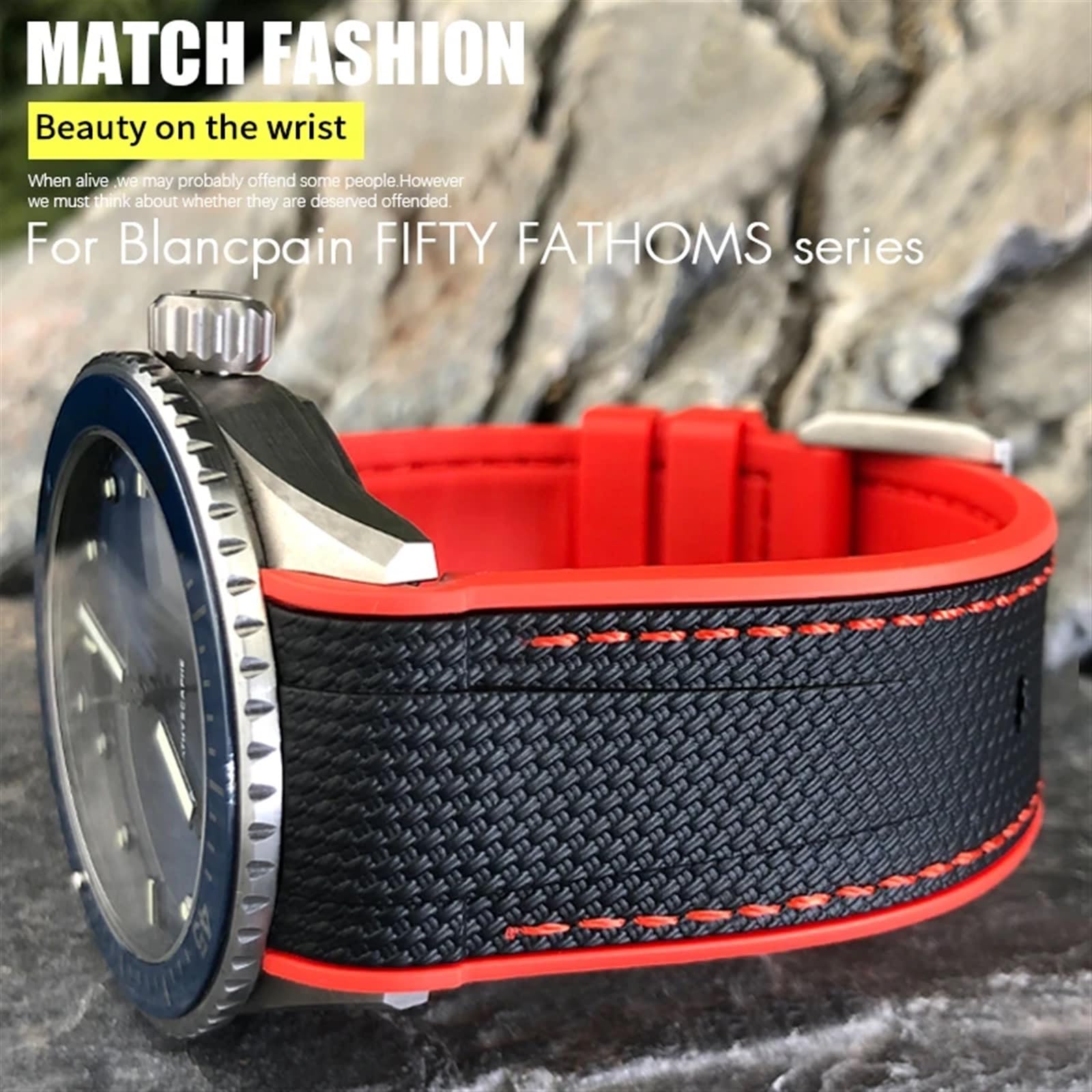 Cinturino in gomma naturale morbida da 23 mm e 22 mm per Blancpain Fifty Fathoms cinturino in silicone bicolore nero blu braccialetti