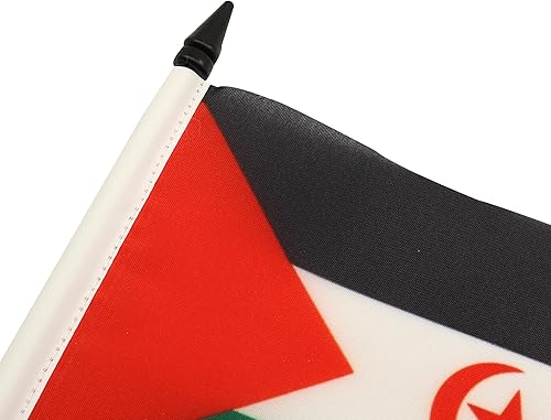 Miniatura 51 de Bandera de mesa Sierra Leona de 5 x 8 pulgadas, bandera de escritorio de Sierra Leona, 8.3 x 5.5 in, barra y base de plástico negro AZ FLAG