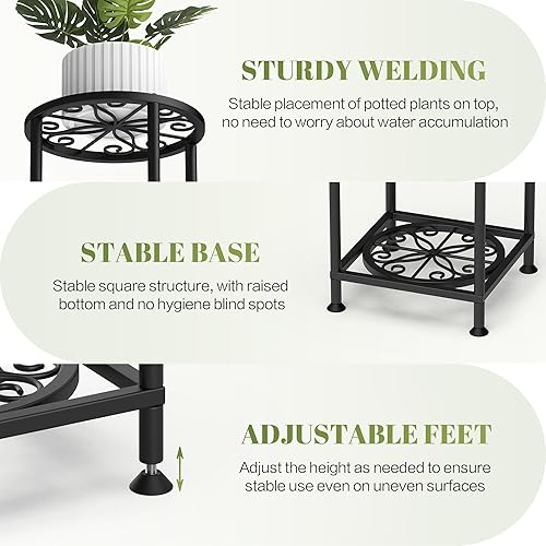 Miniatura 4 de Soporte para plantas de 4 niveles para interiores y exteriores, soporte de exhibición de metal para flores, múltiples plantas esquineras altas para