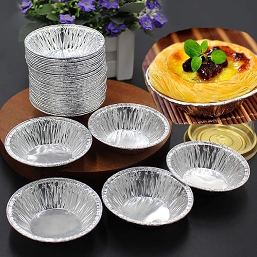 Miniatura 4 de U/D Paquete de 200 moldes de papel de aluminio para tartas, tartas para hornear, tazas de papel de aluminio y moldes desechables para tartas de