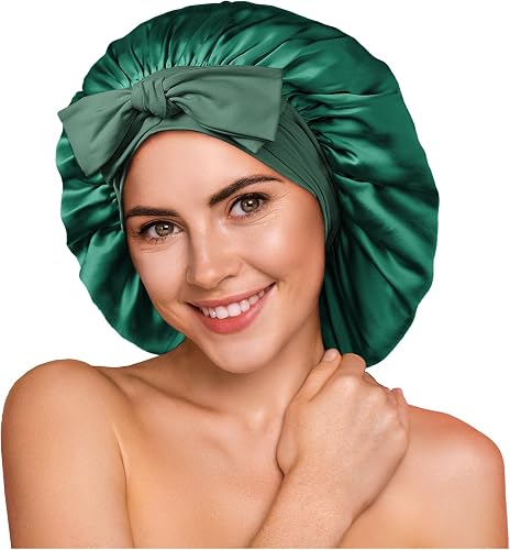 YFONG 100% Mulberry Silk Bonnet for Sleeping Women Men, Large Double Layer