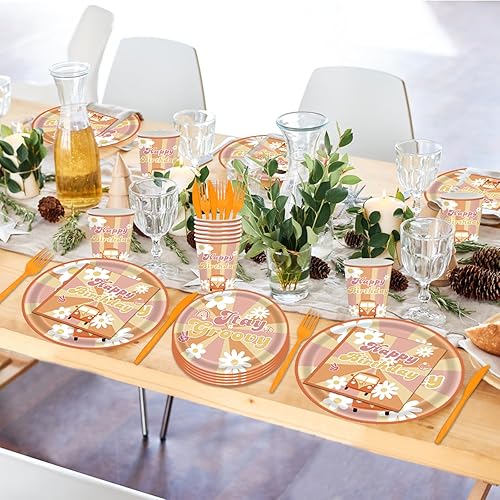 Miniatura 4 de 144 piezas de suministros de fiesta de cumpleaños brillantes sirven 24 suministros de fiesta de neón resplandecientes, juego de vajilla para fiesta