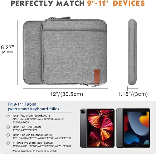 Miniatura 2 de MoKo Funda de transporte para tablet de 9 a 11 pulgadas con bolsillos de almacenamiento para iPad Pro M4iPad Air M2 2024, iPad Air 54 10.9, iPad Pro