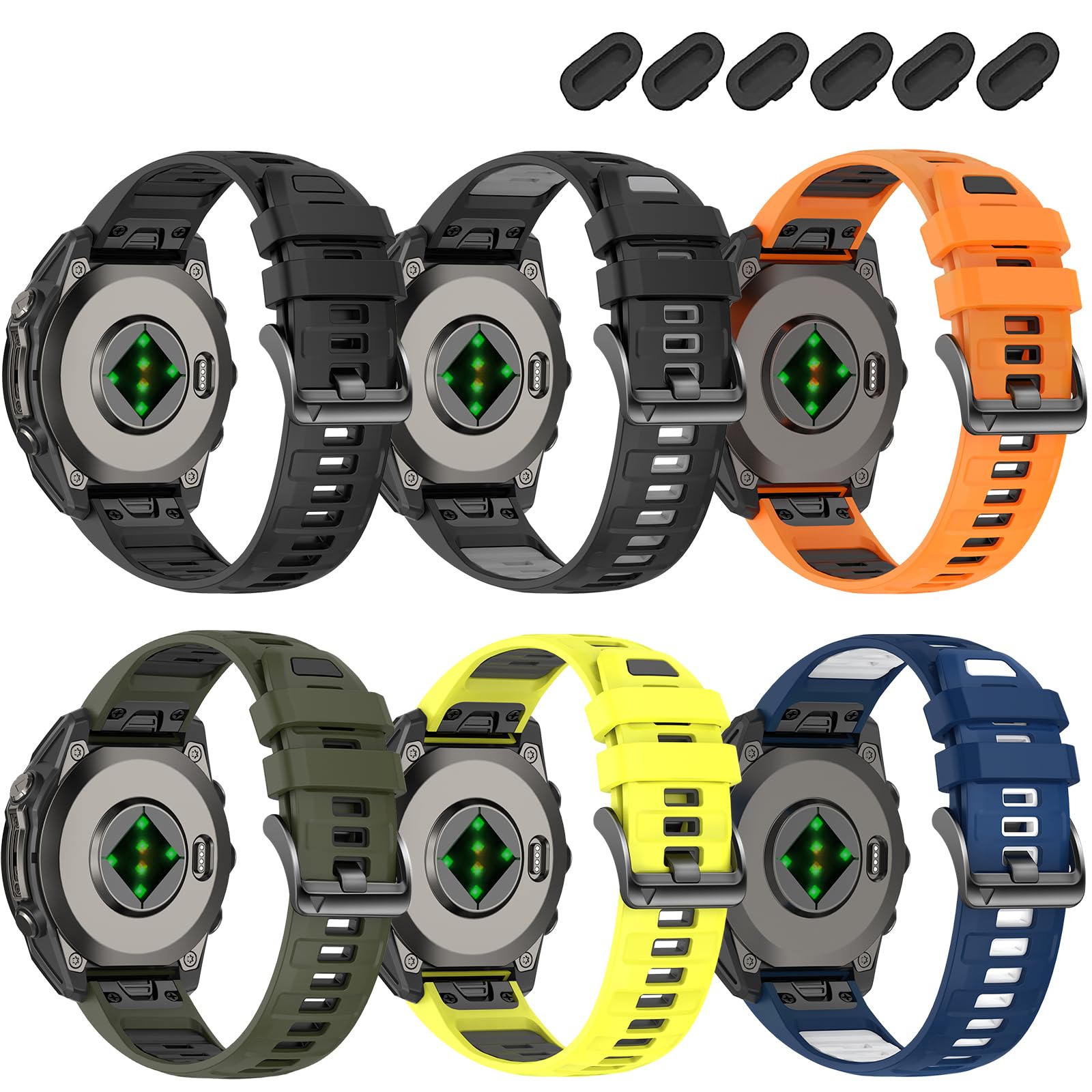 Silicona Puelsera Compatible con Garmin Fenix 8 pro 47mm/Fenix 7/7pro/6/6 pro/5,22mm Quickfit Banda de Correas para tactix 8/Quatix 8 47mm/Descent G2/G1/Forerunner 970/965/Approach S62/S70
