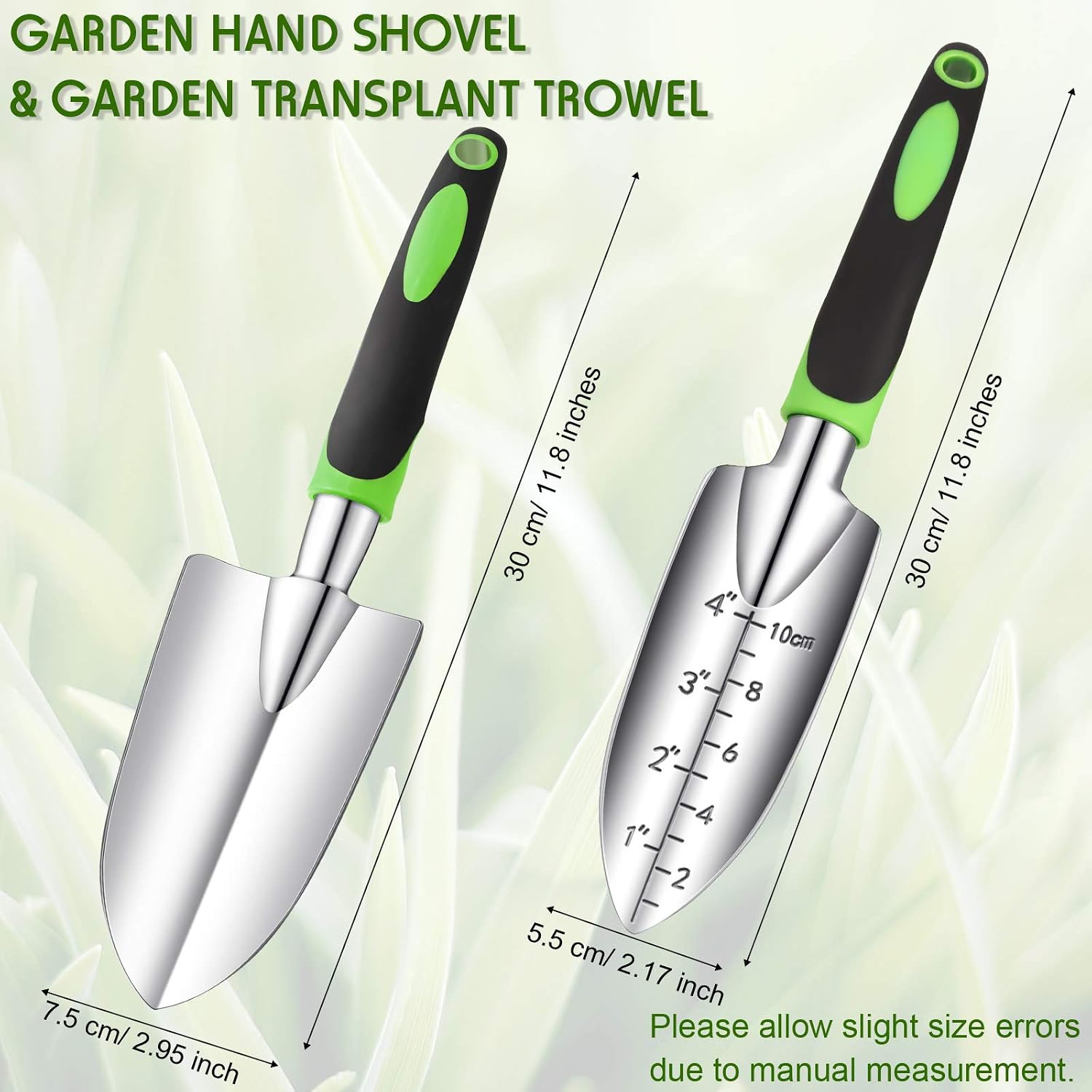 Honoson Garden Hand Trowel Transplant Trowel with Measurements Aluminum Alloy Planting Tools with Rubber Handle Small Gardening Hand Tools Shovels for Gardening Cultivating Transplanting Supplies image 2