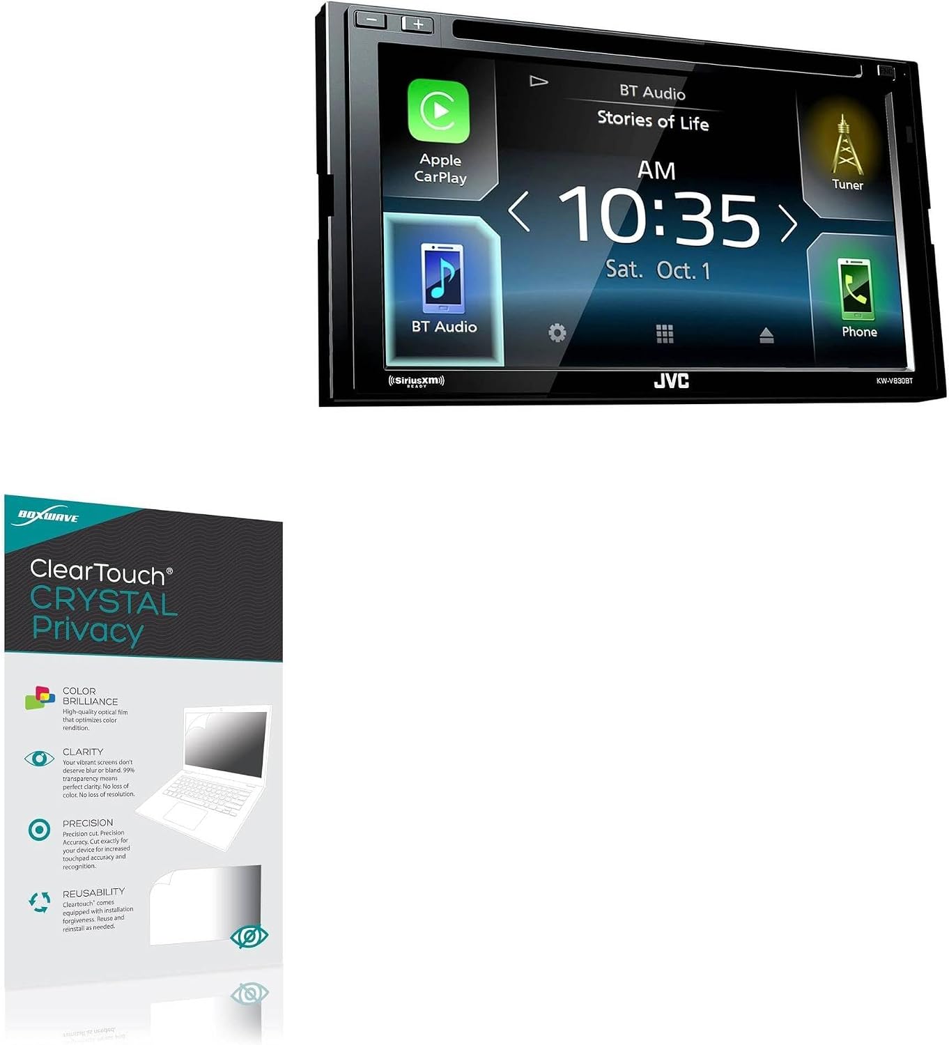 BoxWave Screen Protector Compatible with JVC KW-V830BT - ClearTouch Crystal Privacy (2-Pack), Privacy Screen Protector Flexible Film Clear