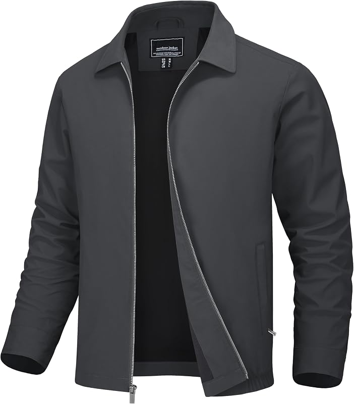 Chaquetas ligeras para hombre, cortavientos ligero con cremallera completa, elegante abrigo de golf, vestido informal para trabajo de negocios