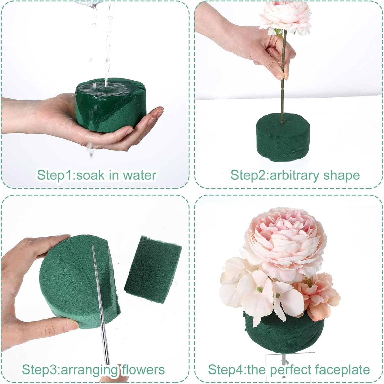 6 Blocchi Rotondi In Schiuma Floreale 10x10x4 Cm Per Fiori Freschi E Artificiali, Decorazioni Matrimoni E Feste