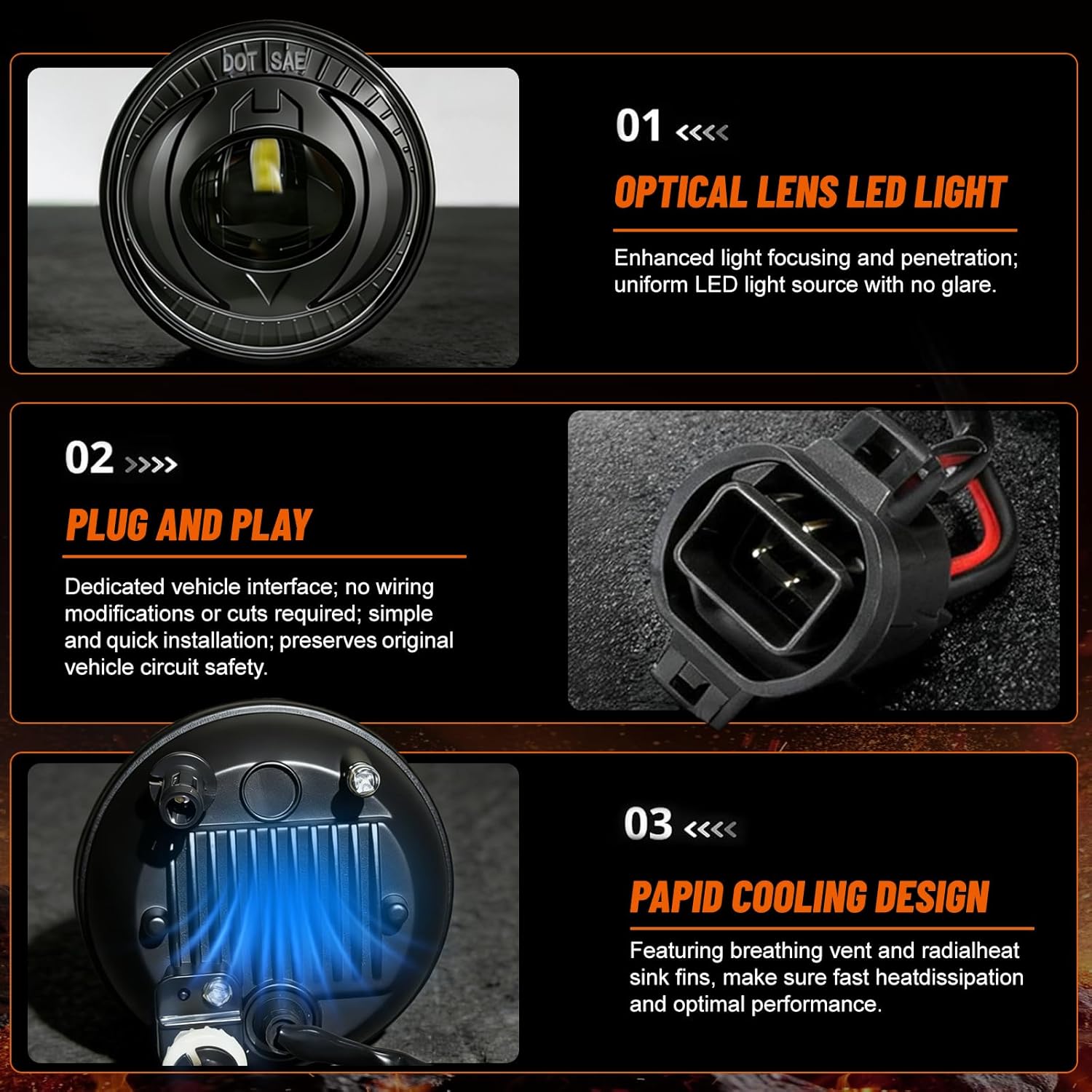 LED Fog Lights Compatible with 07-13 Chevy Avalanche 07-14 Suburban Tahoe GMC Yukon/XL 14 Sierra 1500/15 2500HD/15 3500 HD, Smoked Driving Fog Light Assembly, Upgrade and Modified 1 Pair LED Fog Lamps