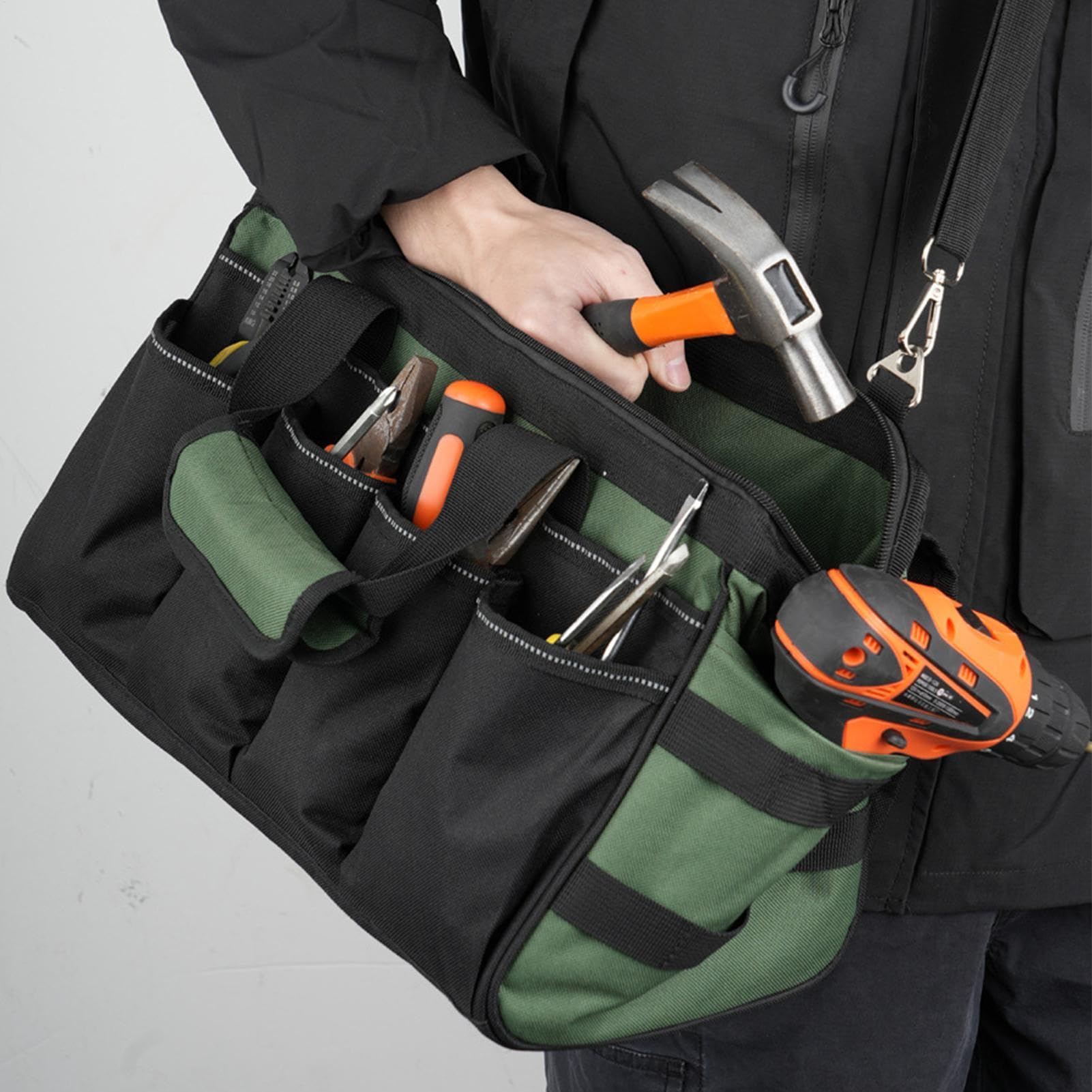 Bolsa de Herramientas Organizador De Tela Oxford Con 16 Bolsillos | Bolsa De Herramientas Con Asa Suave Y Gran Capacidad Para Mecánico Electricista Fontanero Carpintero Destornilladores Llaves