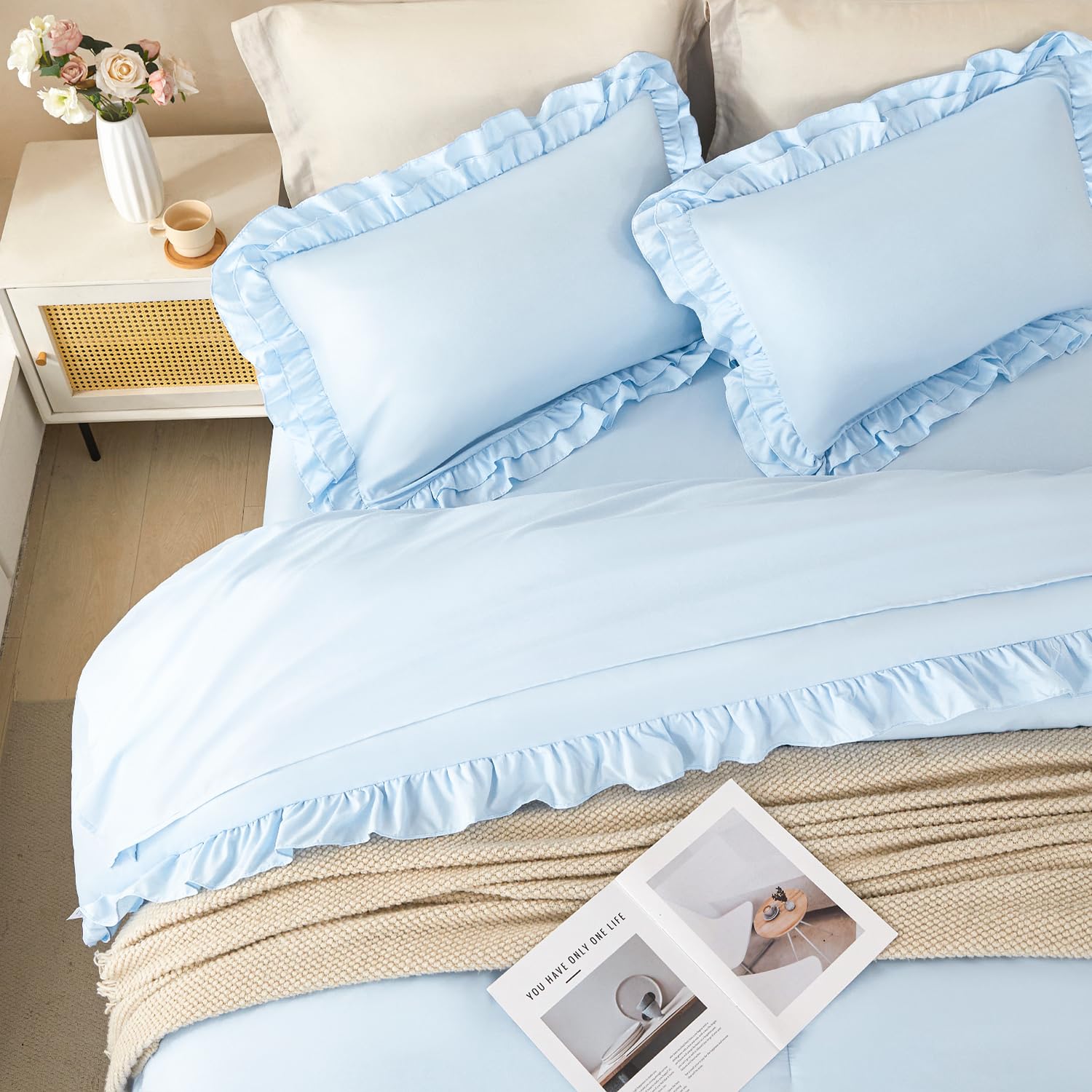 Light Blue Ruffle Comforter Set - Full Size -3 Light Blue Ruffle Comforter Set - Full Size -3