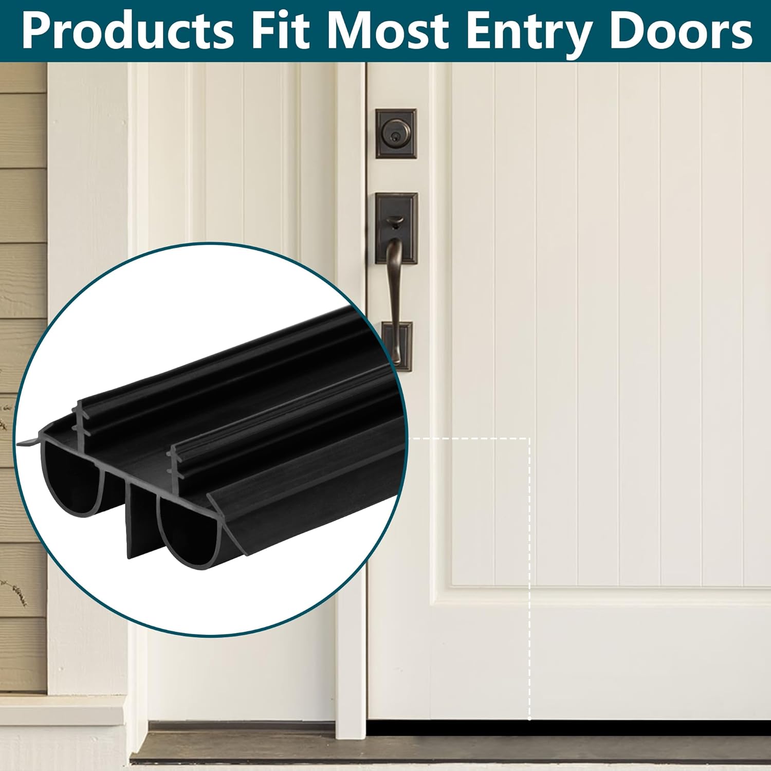 2 Pcs 36 Inch Double Bubble Kerf Door Sweep Kit, 1-3/4" Wide Vinyl Concealed Kerf Weather Strip, Door Bottom Seal Strip Replacement to Block Dust Noise Reduction