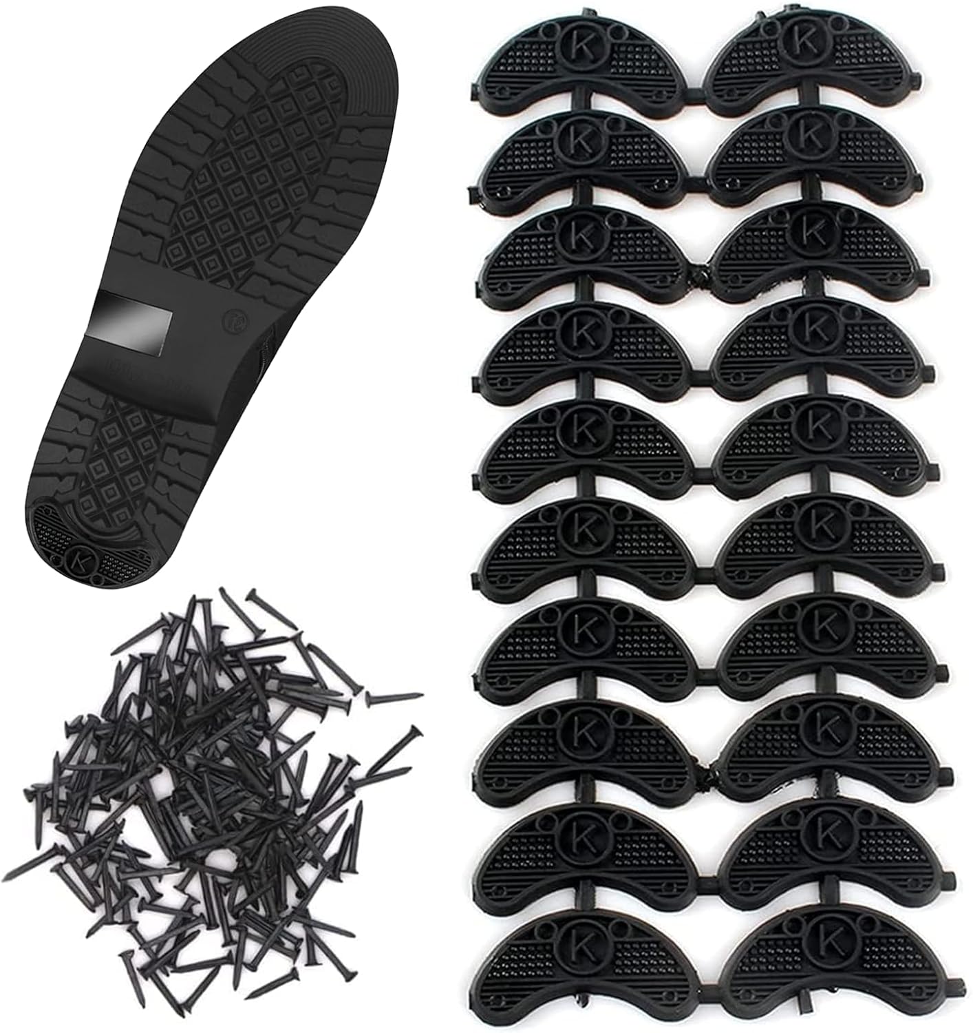 Beylos 10 Pairs Black Shoe Heel Repair Kits Non Slip Rubber Soles for
