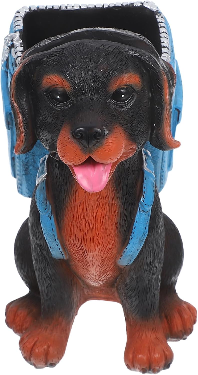 Hemobllo Multifunctional Resin Dog Eyeglass Holder Stand and Pen Cup, Cute Eyeglass Display Stand with Easy to Clean Surface for Home and Workspace Desktop Decoration