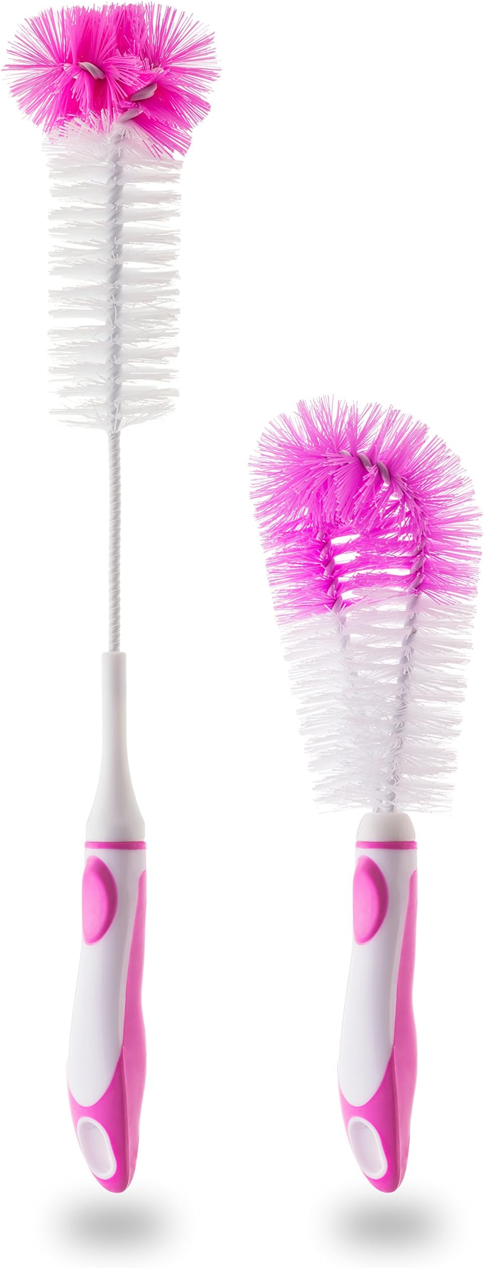 Bottle Brush Cleaner ( Long 16" Round 10") For Bottles Water Wine Juice Glass Sports Soda Large Washer ( Pink)