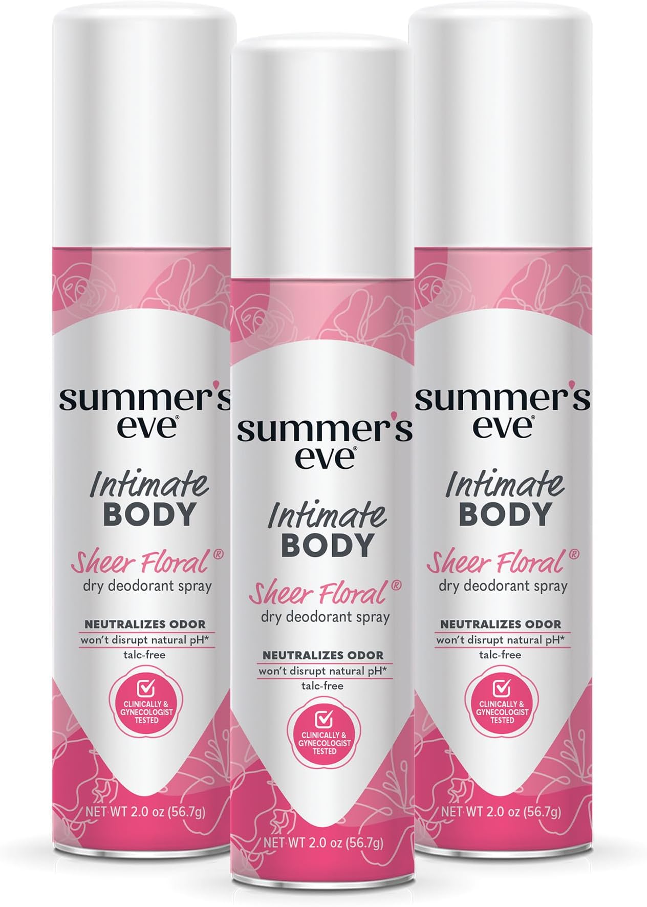 Summer's Eve Sheer Floral Daily Refreshing Feminine Spray, 2 oz, 3 Pack