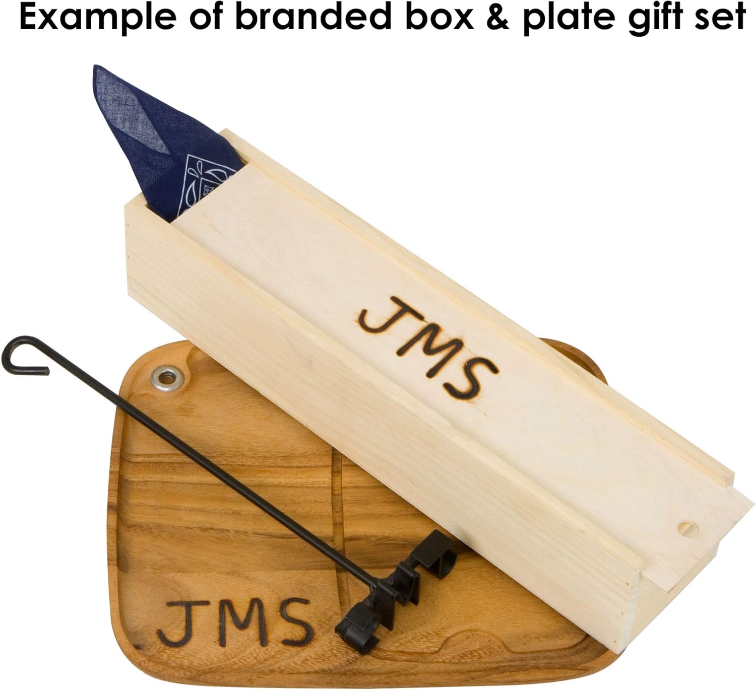 Classic Monogram Branding Iron with Pine Gift Box & Wood Steak Plate | BBQ Fans