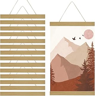 LANIAKEA 8Pack Magnetic Poster Hanger Frame 8x10 8x12 8x24 Poster Frames 8inch Light Wood Wooden Magnet Poster Frame for Photo Picture Canvas Art Print Wall Hanging