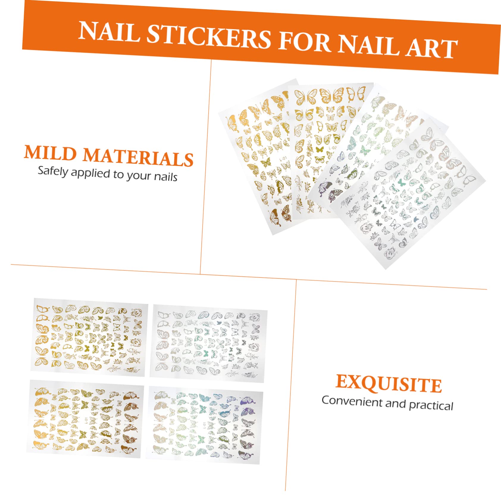 Pegatinas De Para Uñas De Calcomanías Autoadhesivas Y Plata Para Decoración De Uñas Para Manualidades Casa O Salón 12 Hojas*3