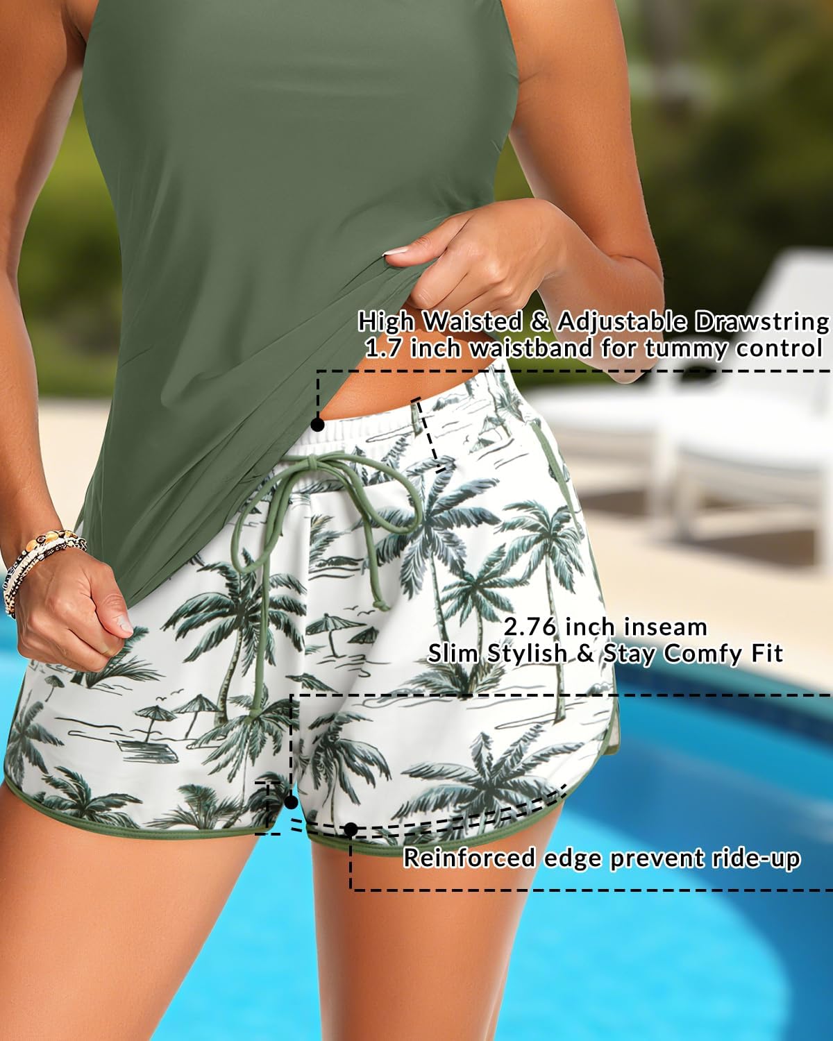 Aqua Eve Women Tankini with Shorts - Tummy Control Two Piece Swimsuit High Neck Bathing Suit with Pockets 2025 Swimwear - Image 4